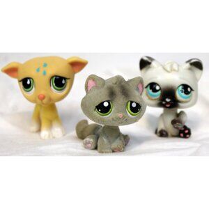 LPS Littlest Pet Shop Trio 3pc Dog Cat Magic Motion Siamese Flocked Greyhound